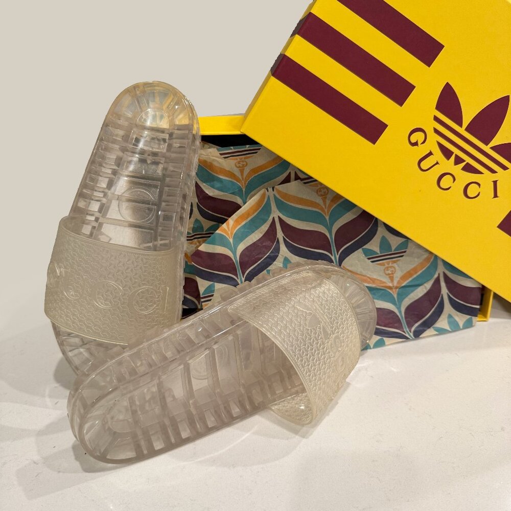 Authentic Adidas Gucci Adilette Clear Rubber Mens/Womens Sandals/Slide